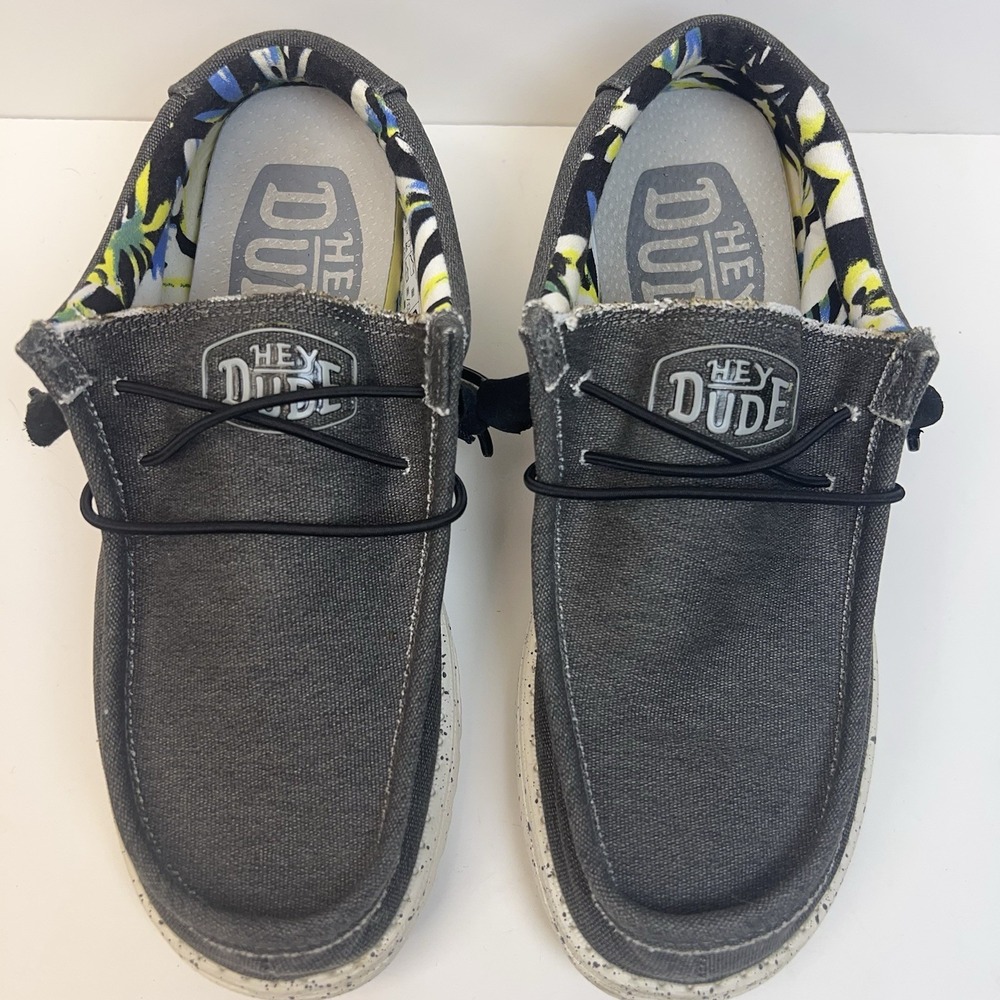 HEY DUDE Wally Stretch Canvas Slip On Shoes Casual Comfort Men's 7/W9 Black